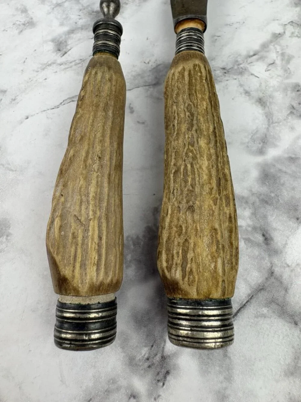 *Antique Stag Antler Handle Carving Set Knife & Fork